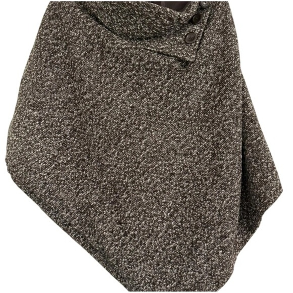 VTG Last Kiss Women's M‎ Tweed Cowl Neck Button Accent Poncho Cottagecore Travel